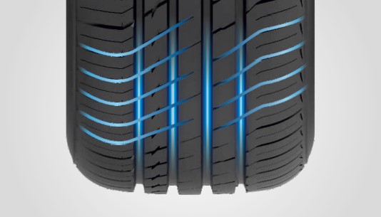 Дренажная система из широких продольных канавок и поперечных каналов 